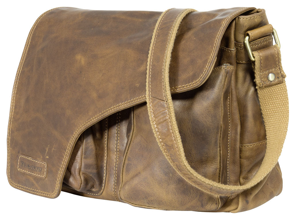 Bolso bandolera de cuero marrón