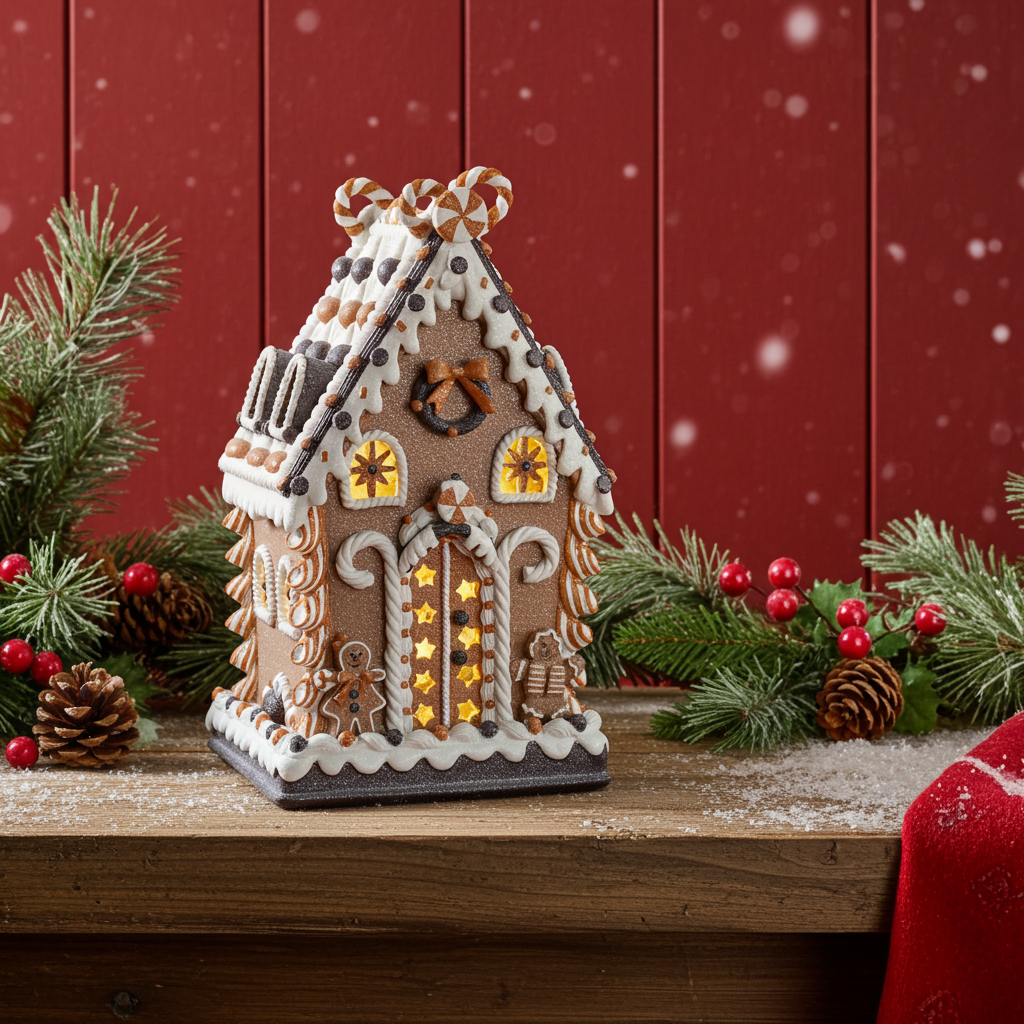 Adorno de árbol Casa de pan de jengibre 8x6cm