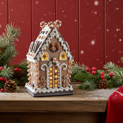 Adorno de árbol Casa de pan de jengibre 8x6cm