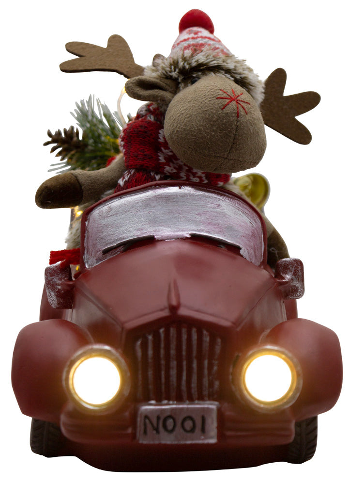 Alce en coche con luz LED 32cm / VE-6
