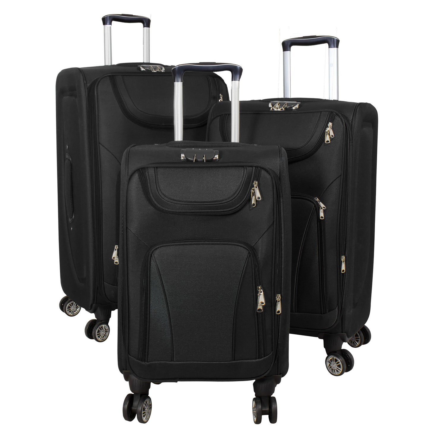 Nylon Luggage Set 3pcs Color Black Soft Luggage Model Maribor