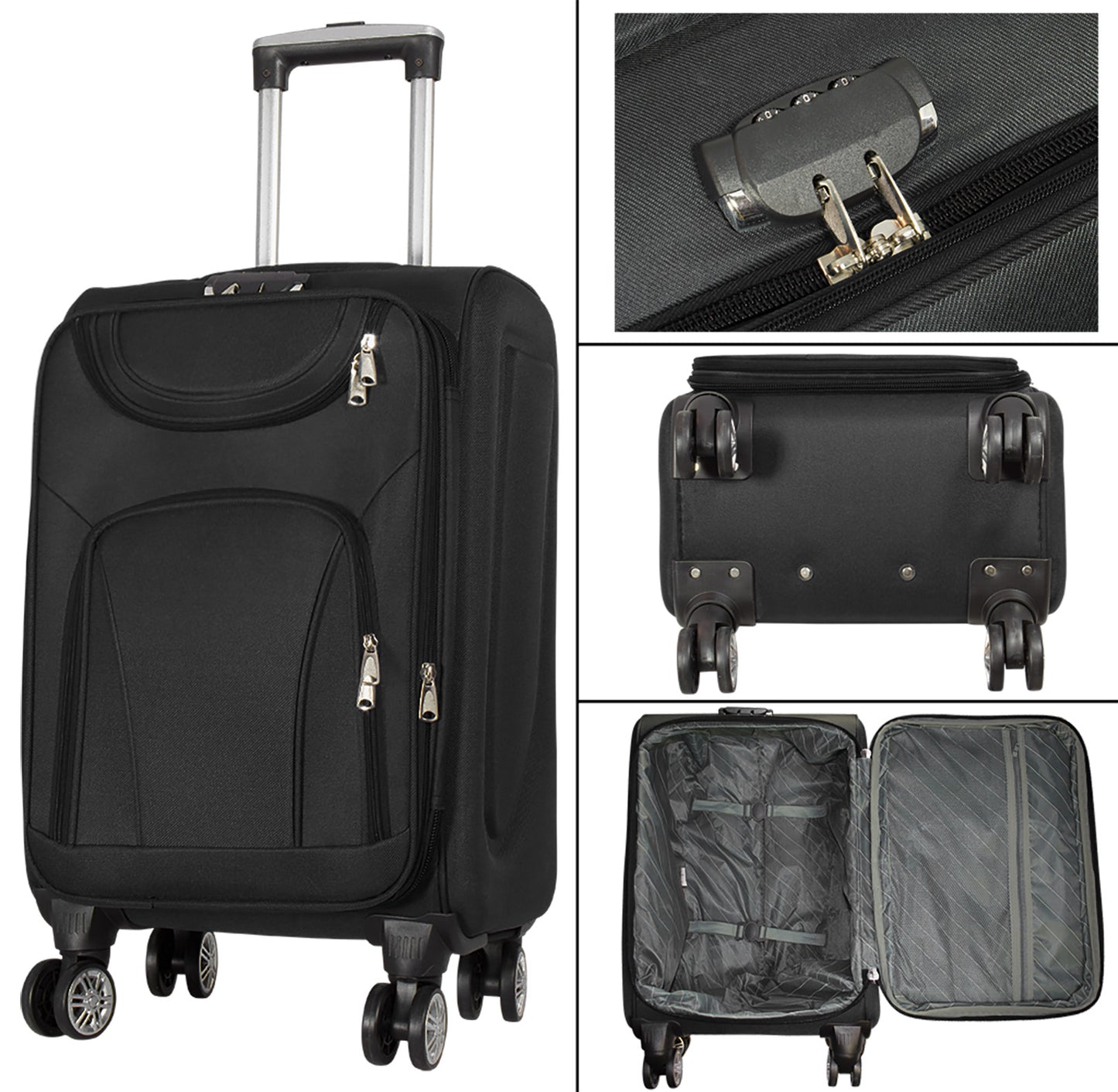 Set valigie in nylon 3 pezzi Maribor nero