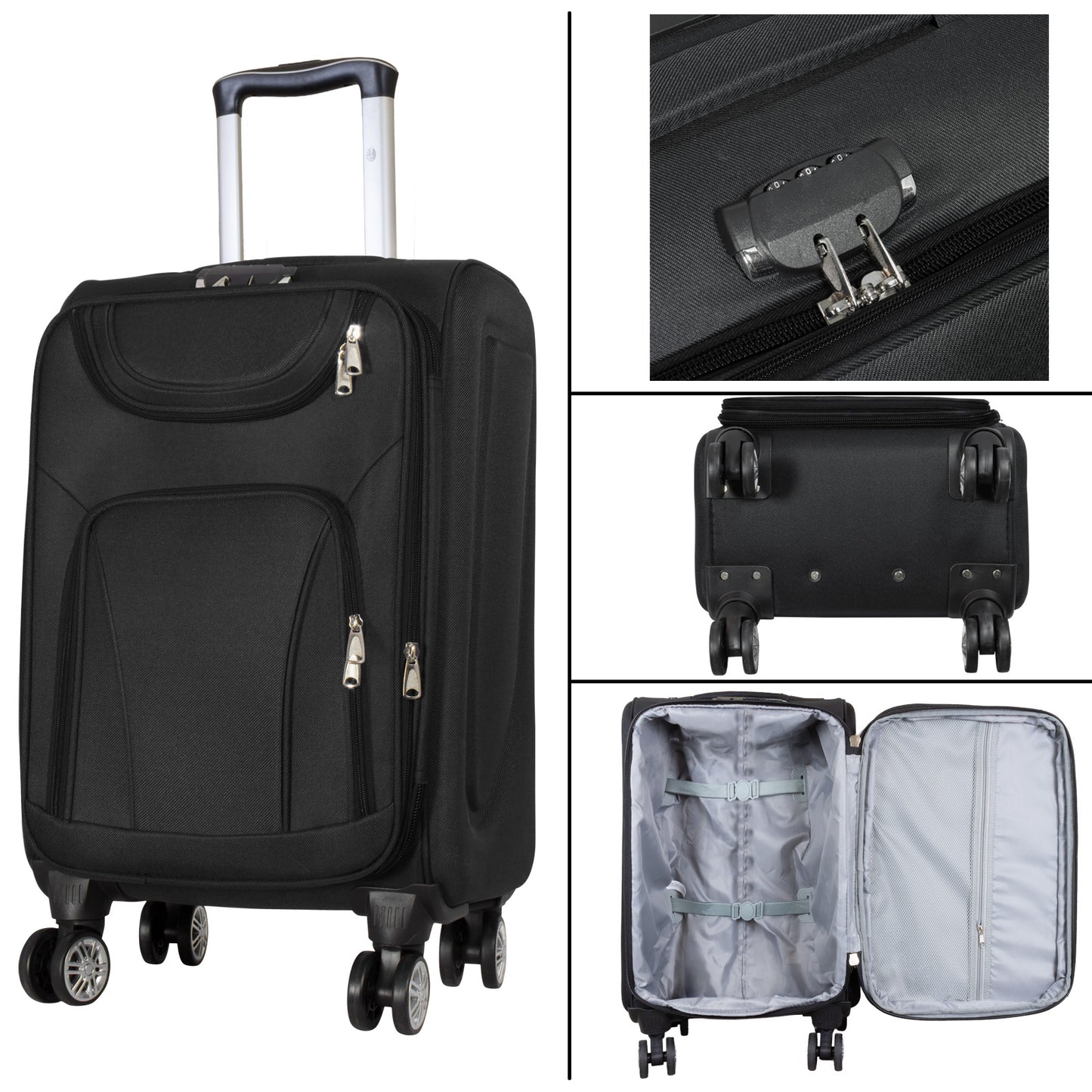 Nylon Luggage Set 3pcs Color Black Soft Luggage Model Maribor