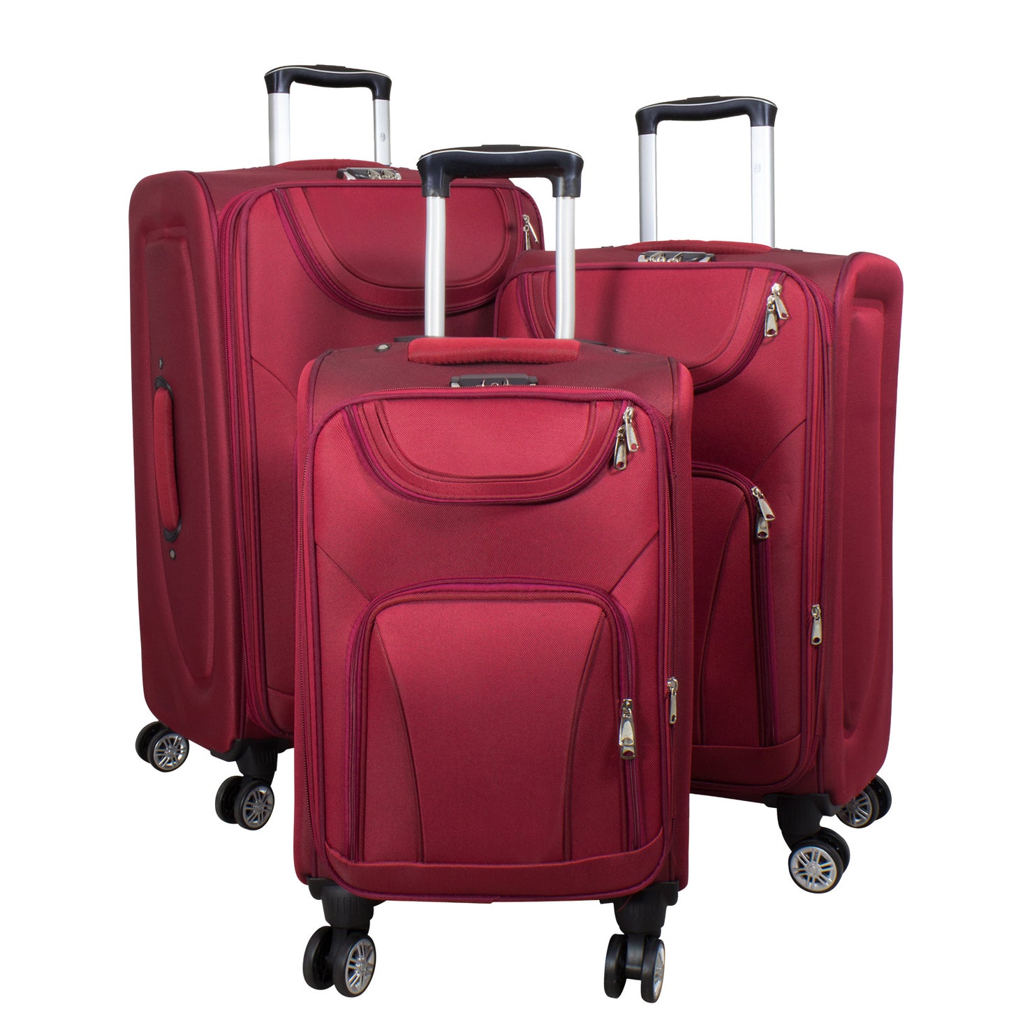 Set de valises en nylon 3 pièces couleur rouge bagage souple modèle Maribor