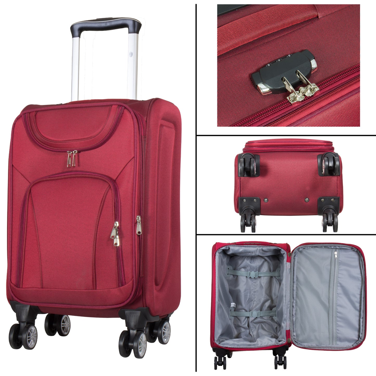 Set de valises en nylon 3 pièces couleur rouge bagage souple modèle Maribor
