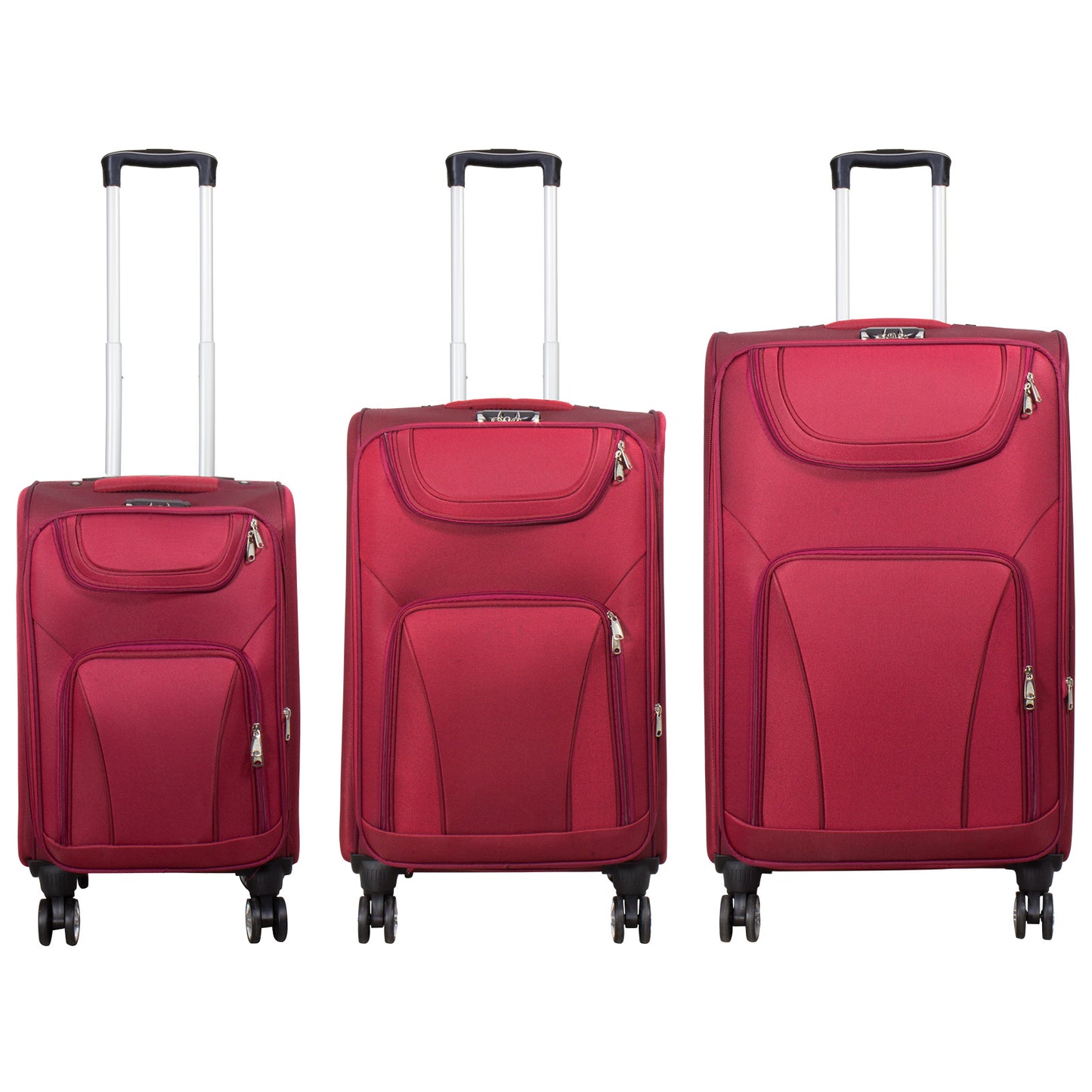 Set de valises en nylon 3 pièces couleur rouge bagage souple modèle Maribor