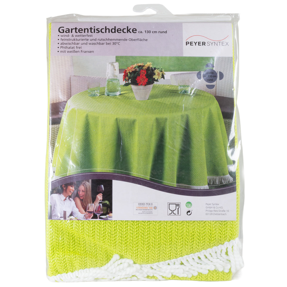 Mantel para mesa de jardín verde manzana redondo 130cm