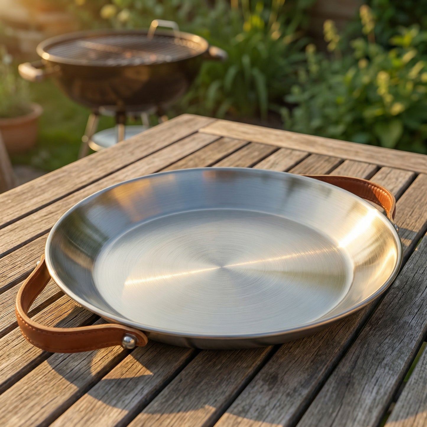 Plateau de service rond 41cm acier inoxydable