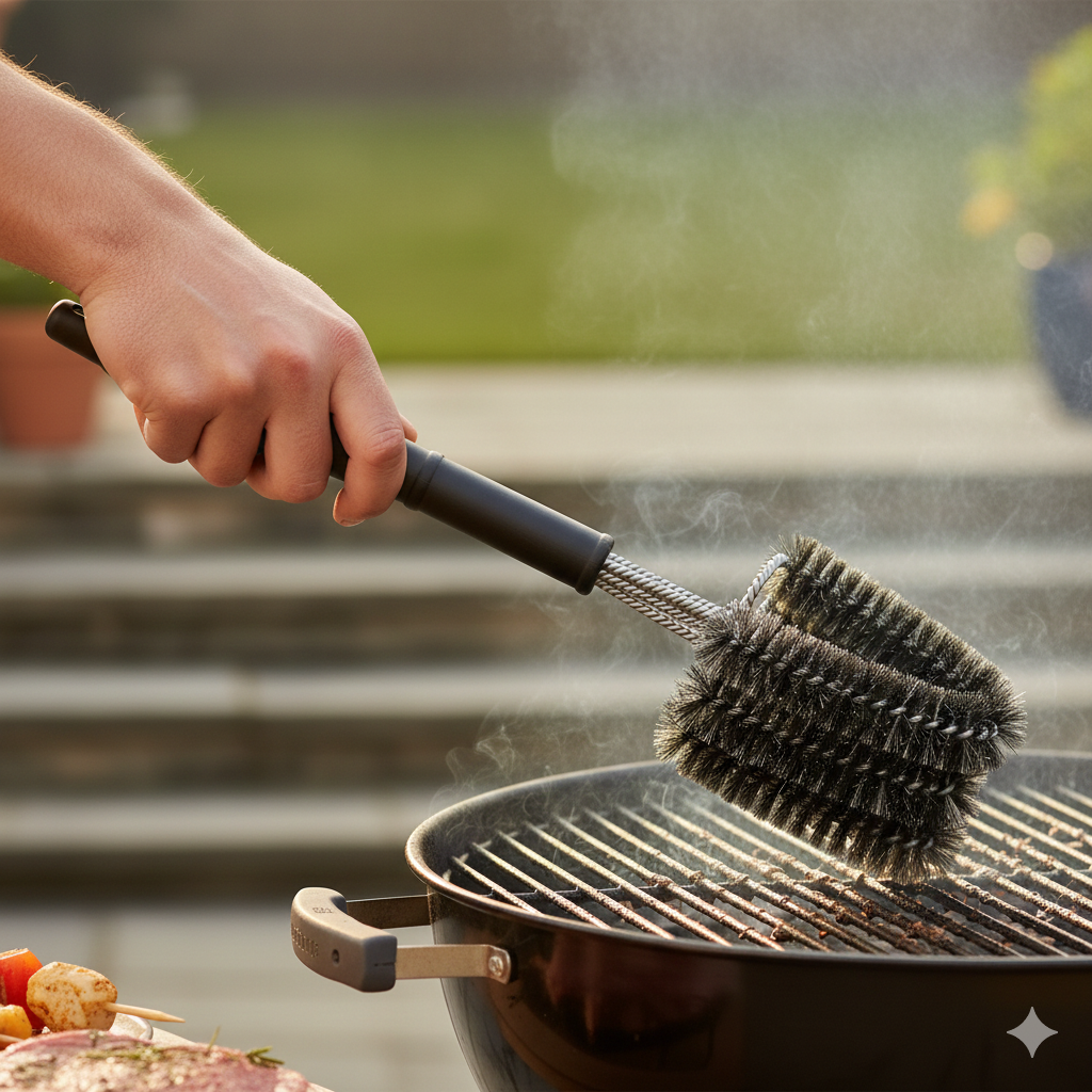 Grill Brush with 3 Double Brushes