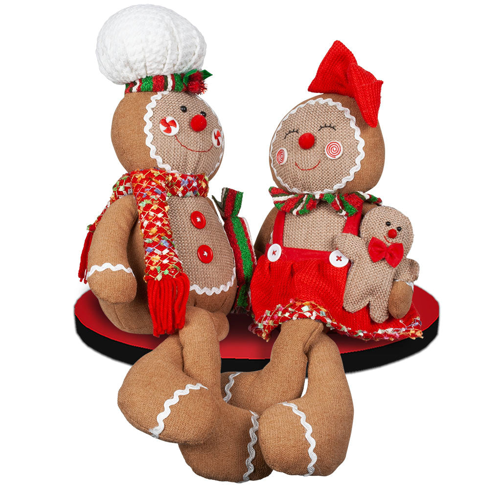 Figurine pain d'épices assise sur bord 30cm, 2 designs, VE-16