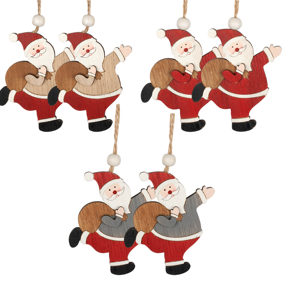 Tree Ornament Santa Double Pack, 3 Designs, VE-432(36)