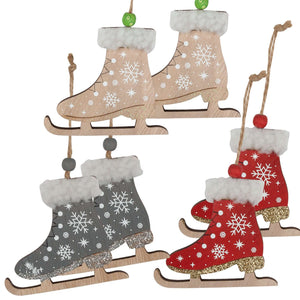 Baumschmuck Schlittschuh-Paar, Größe 9cm, Holz