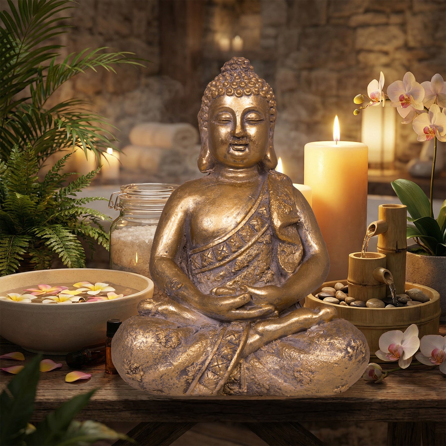 Buddha Sitzend, Farbe bronze, 27x18x37cm, VE-4