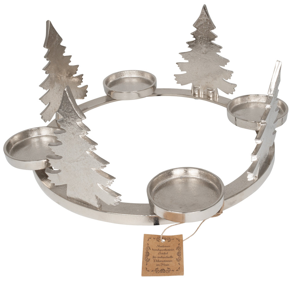 Corona d'Avvento albero di Natale 35cm Ø, alluminio argento, VE-2