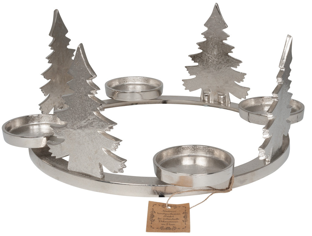 Corona d'Avvento albero di Natale 35cm Ø, alluminio argento, VE-2