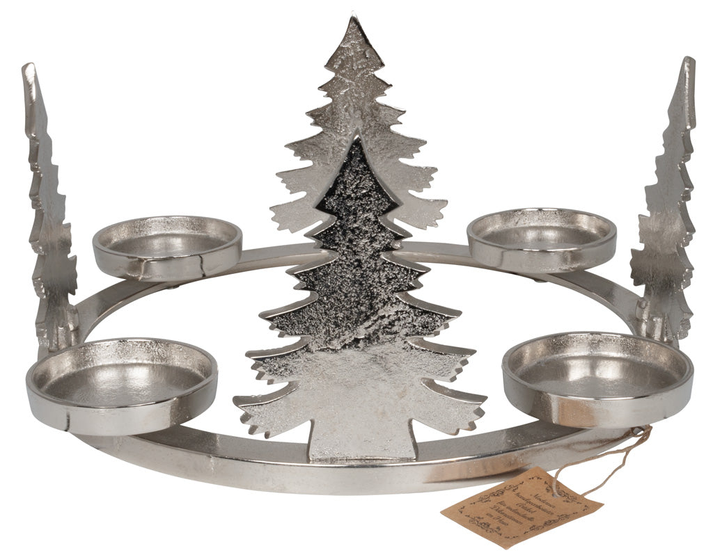 Corona d'Avvento albero di Natale 35cm Ø, alluminio argento, VE-2
