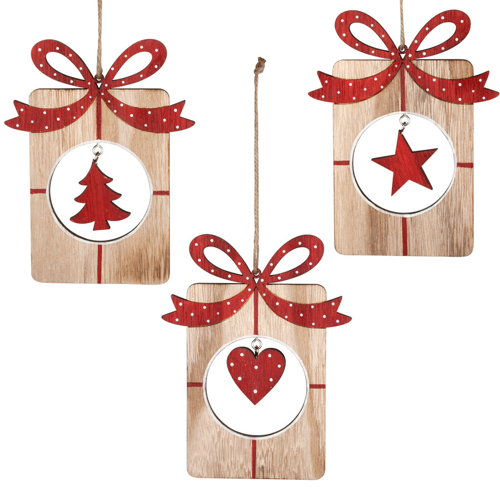 Baumschmuck aus Holz, 3 Designs, VE-384(12)