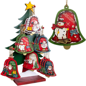Baumschmuck 14cm 48tlg im Display Holz, 6 Designs