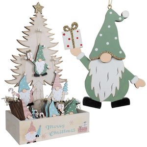 Baumschmuck 12cm 24tlg im Display Holz, 3 Designs