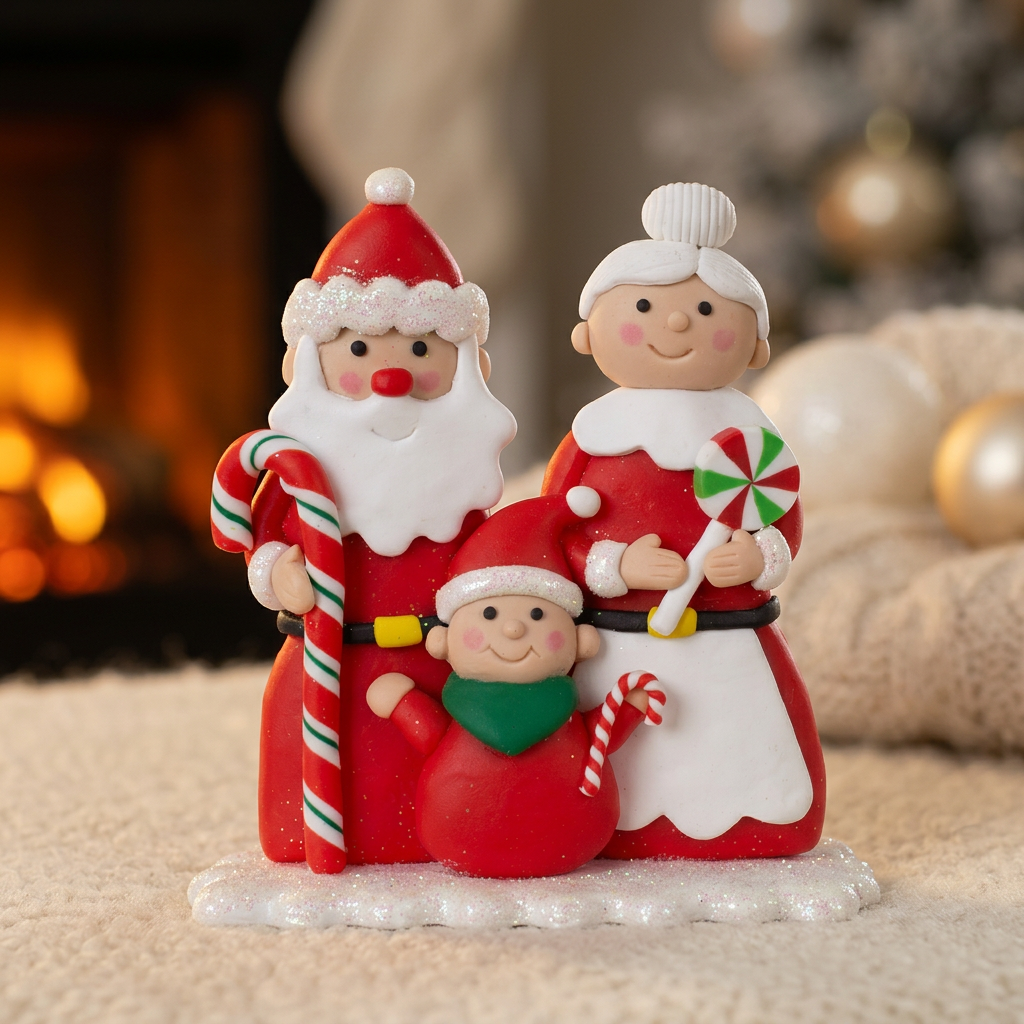 Tischdeko 14cm Santa+Familie, VE-12(6)
