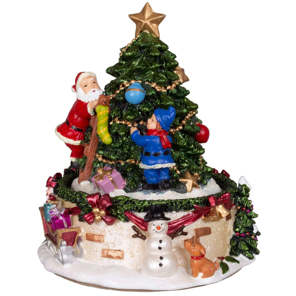 Spieluhr Weihnachtsbaum mit Santa 15cm, VE-12