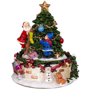Spieluhr Weihnachtsbaum mit Santa 15cm, VE-12