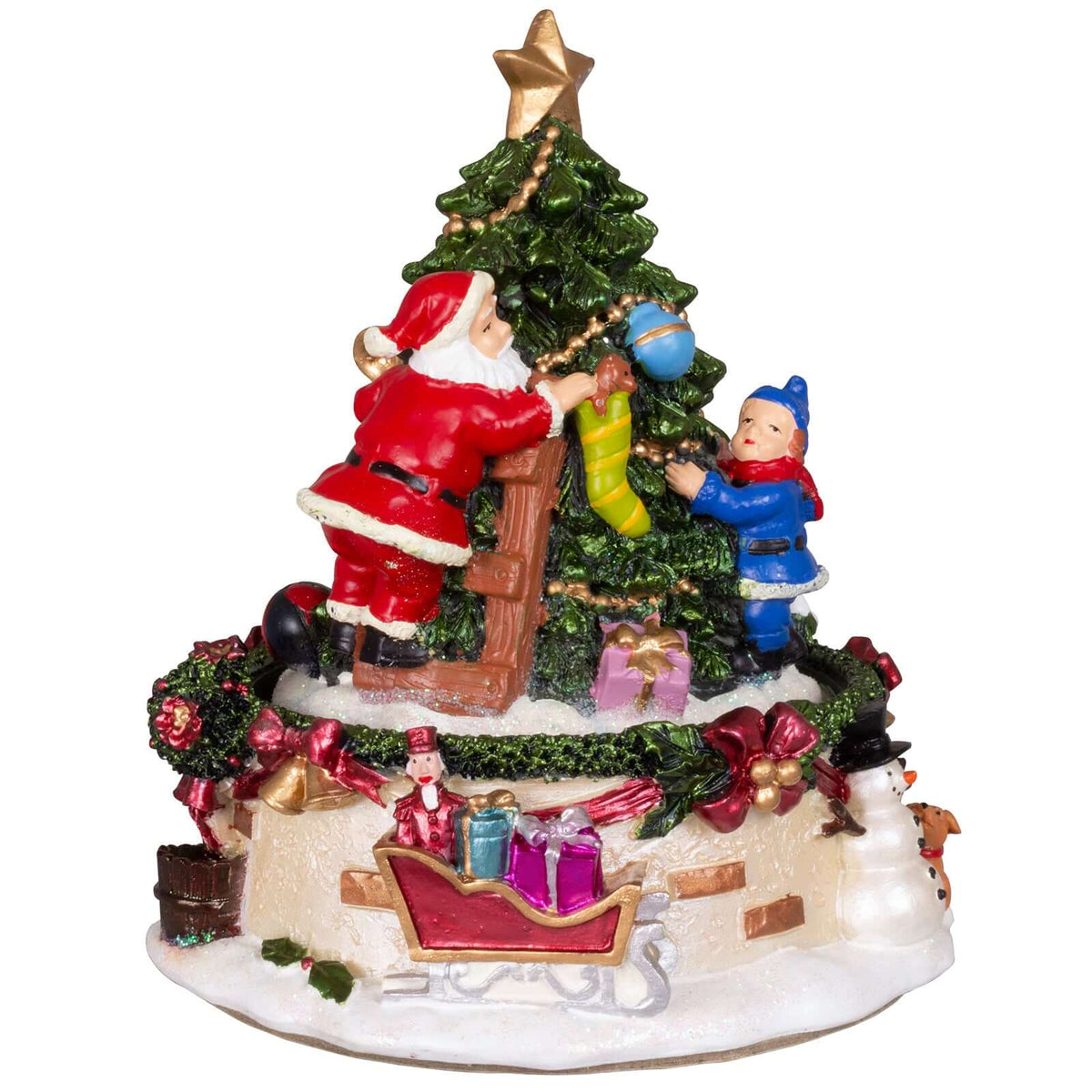 Spieluhr Weihnachtsbaum mit Santa 15cm, VE-12