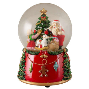 Spieluhr Schneekugel Baum mit Santa 14cm VE-12(1)