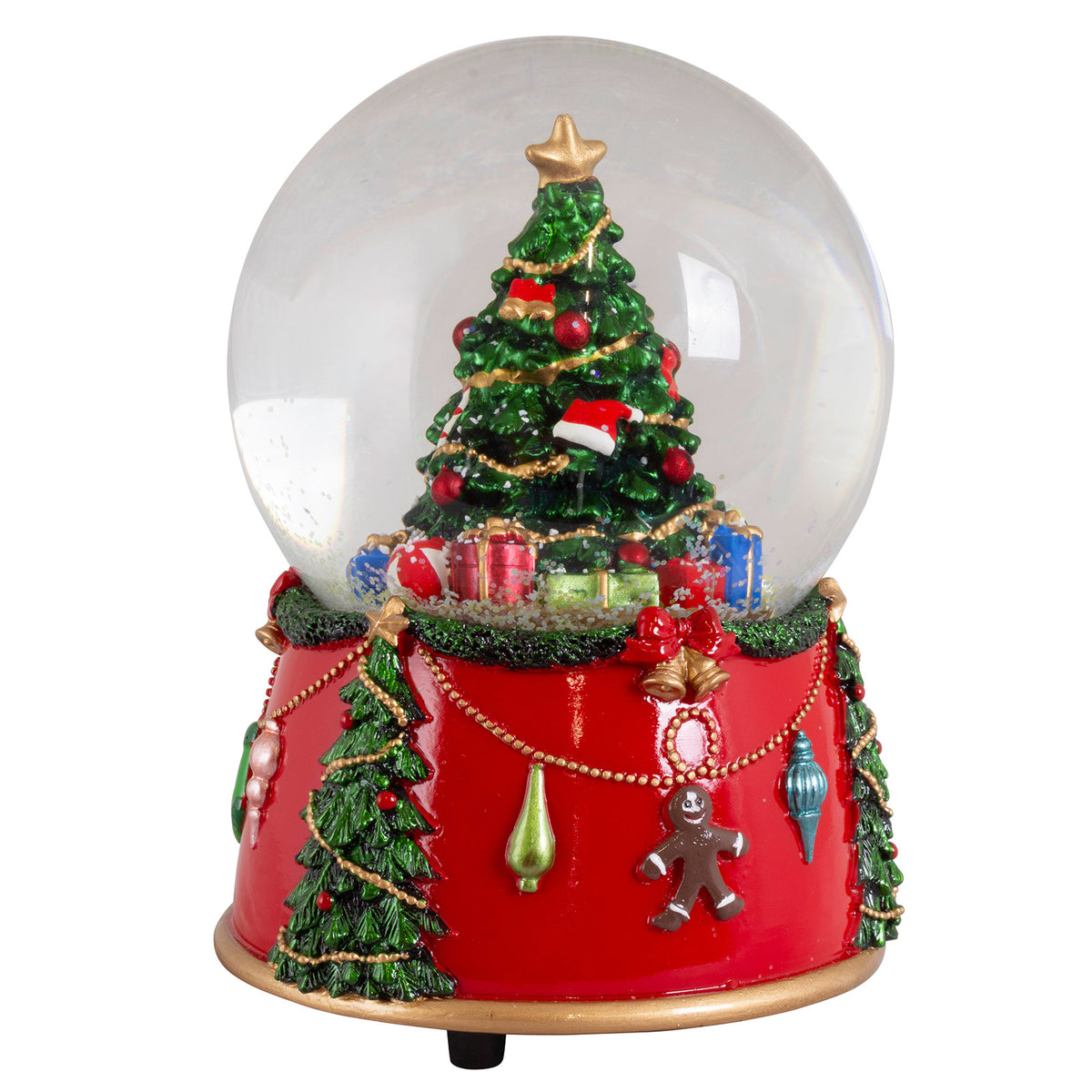 Boîte à musique boule à neige sapin de Noël 14cm, VE-12