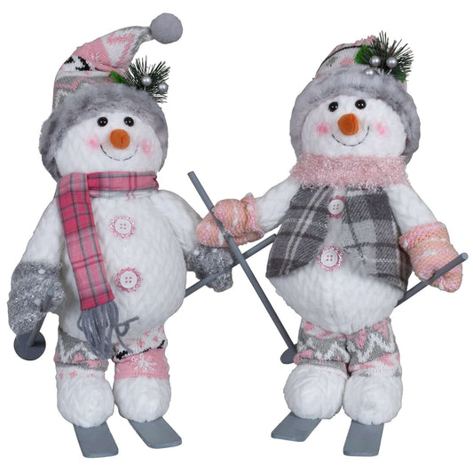 Schneemann auf Ski 34cm(40cm), 2 Designs, VE-12