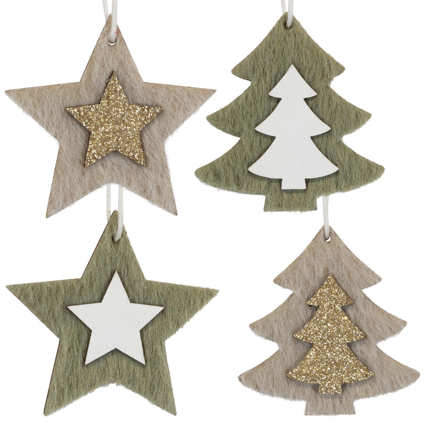 Baumschmuck 8 Stk in Holzbox, 4 Des., VE-960(24)