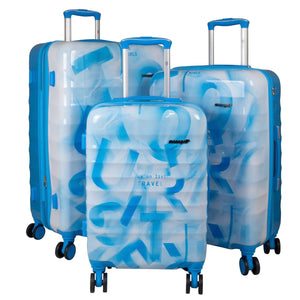 Polycarbonat Motivkofferset 3tlg Verona blau-weiß