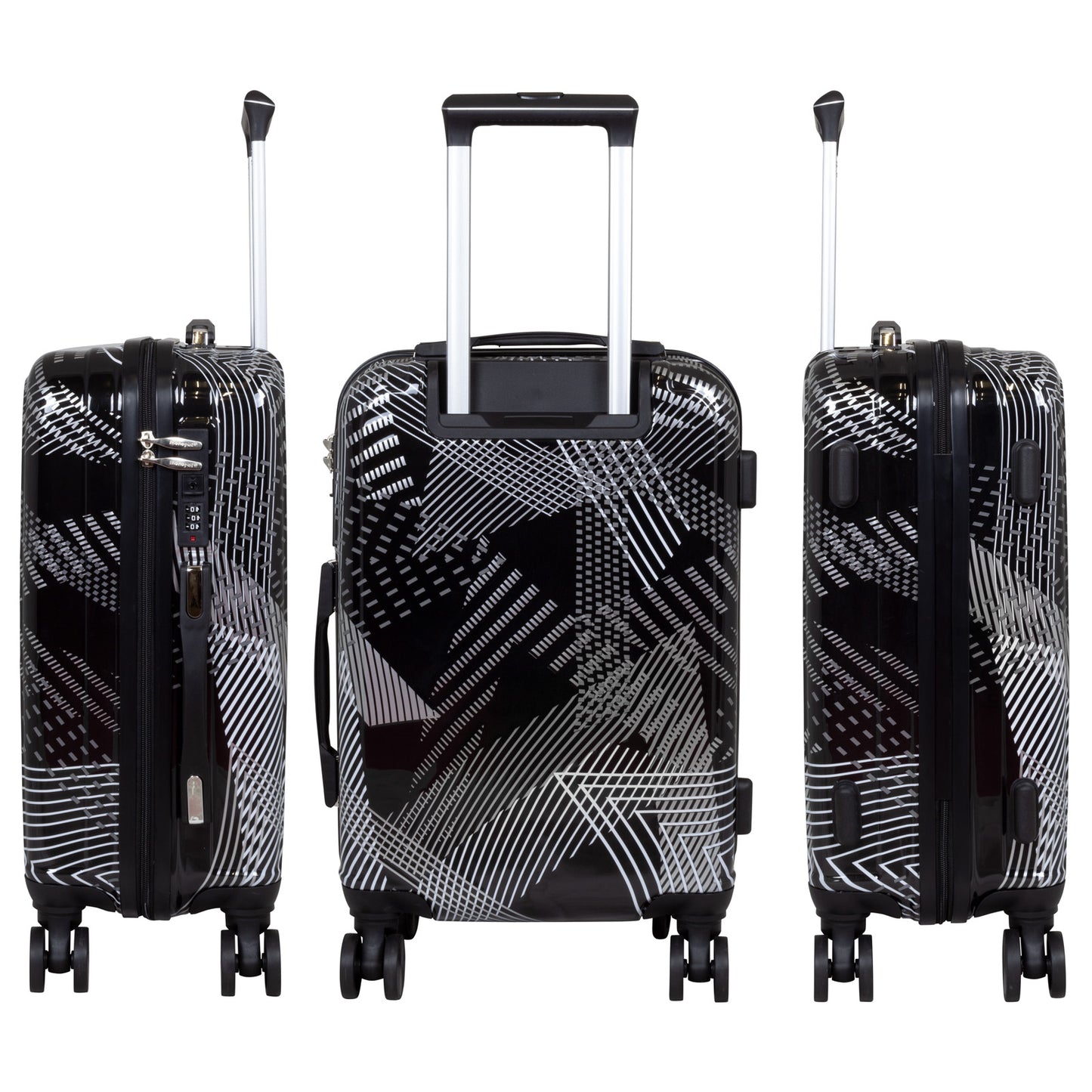 Handgepäck Boarding-Koffer Größe 55cm Hartschale Motivkoffer Ravenna schwarz