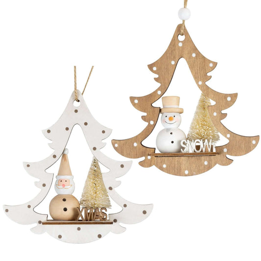 Baumschmuck 14cm, Holz, 2 Designs, VE-36(6)