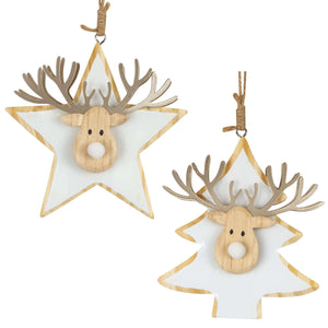 Baumschmuck 11cm, Holz, 2 Designs, VE-192(24)