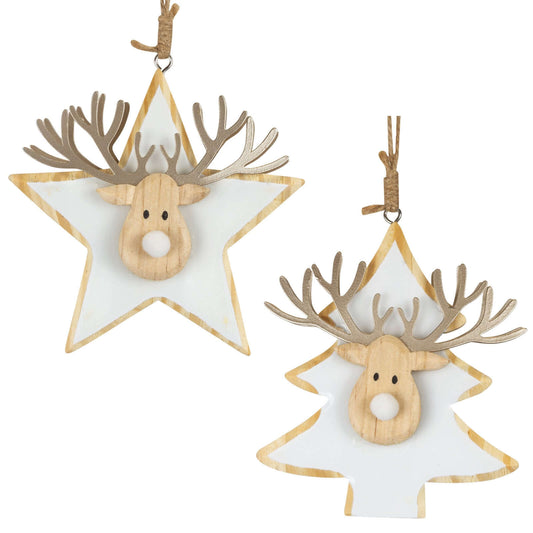 Baumschmuck 11cm, Holz, 2 Designs, VE-192(24)