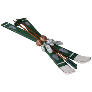 Dekoski mit Stöcken grün 75cm, Holz, VE-6