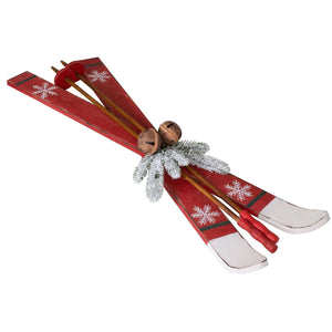 Dekoski mit Stöcken rot 75cm, Holz, VE-6
