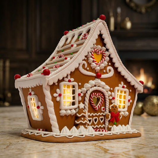 LED Lebkuchenhaus 21cm, Polyclay, VE-4(2)