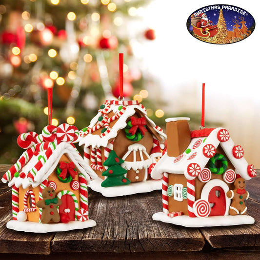 Lebkuchenhaus 9cm, Polyclay, 3 Designs, VE-72(6)