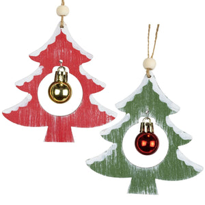 Baumschmuck 12cm, Holz, 2 Designs, VE-144(12)