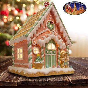 LED Lebkuchenhaus 20x16x25cm, Polyresin, VE-6(1)