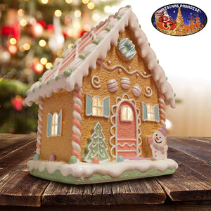 LED Lebkuchenhaus 20x16x25cm, Polyresin, VE-6