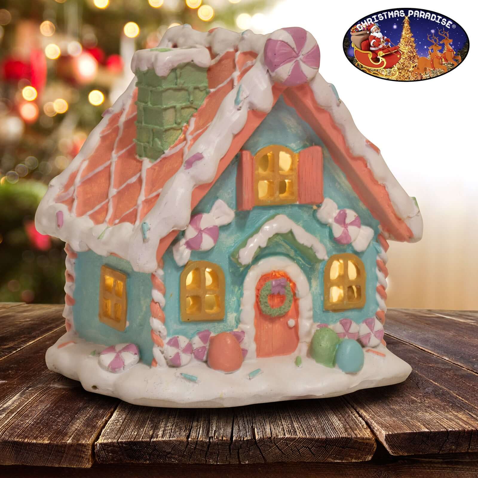 LED Lebkuchenhaus 13x11x14cm, Polyresin, VE-8(1)