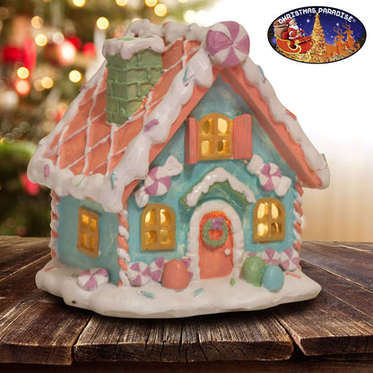 LED Lebkuchenhaus 13x11x14cm, Polyresin, VE-8(1)