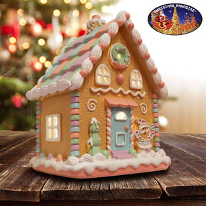 LED Lebkuchenhaus 20x16x25cm, Polyresin, VE-6(1)