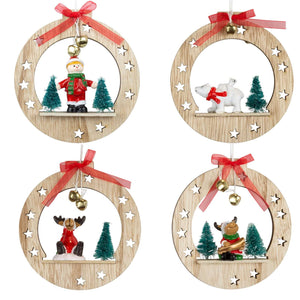 Baumschmuck 11cm Holz, 4 Designs, VE-144(24)