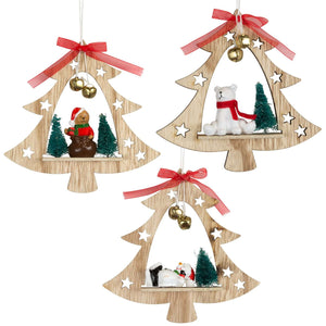 Baumschmuck 12cm, Holz, 3 Designs VE-144(24)