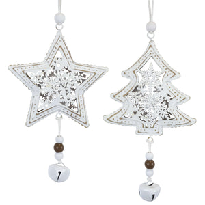 Baumschmuck 23cm, Metall, 2 Designs, VE-288(24)