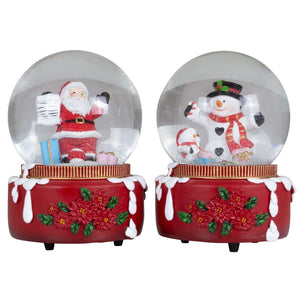 Schneekugel 10cm mit Spieluhr, 2 Designs, VE-8(1)